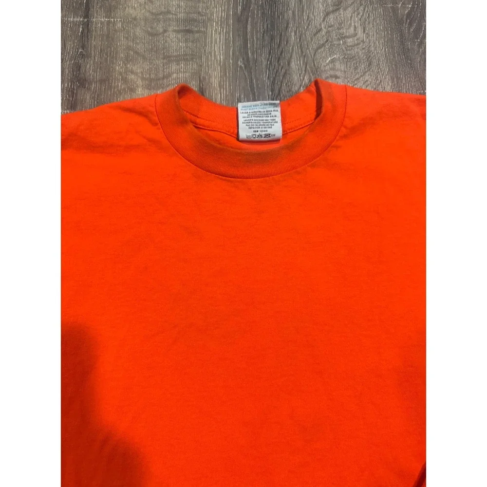Pro Club Heavyweight Mens 2XL Orange Long Sleeve Cotton T-Shirt‎ Crew Neck